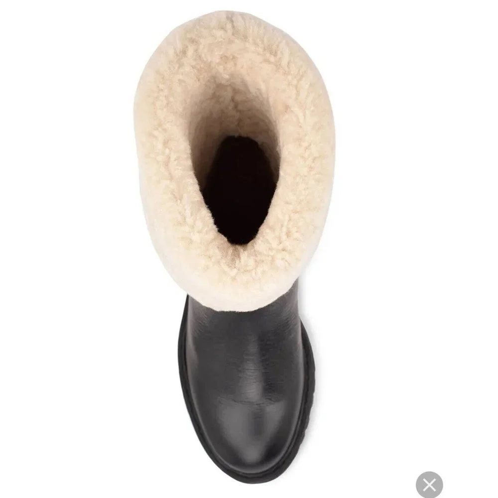 Marc Fisher Willow Leather Sherpa Cuff Pull On Ankle Boots - Picture 3 of 8